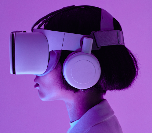 woman wearing virtual reality glasses