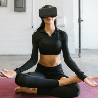 woman wearing virtual reality glasses